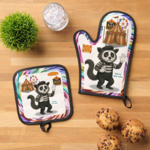 Marcel, civet mime oven mitt & pot holder set