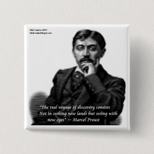 Marcel Proust & Famous Quote 15 Cm Square Badge
