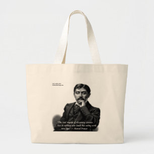 Marcel Proust & Famous Quote Large Tote Bag