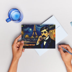 Marcel Proust in Paris -fantasy  Holiday Postcard