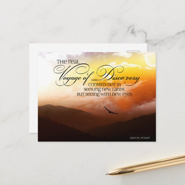 Marcel Proust Inspirational Quote "New eyes" Postcard (Front/Back In Situ)