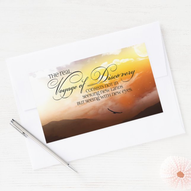 Marcel Proust Inspirational Quote "New eyes" Rectangular Sticker (Envelope)