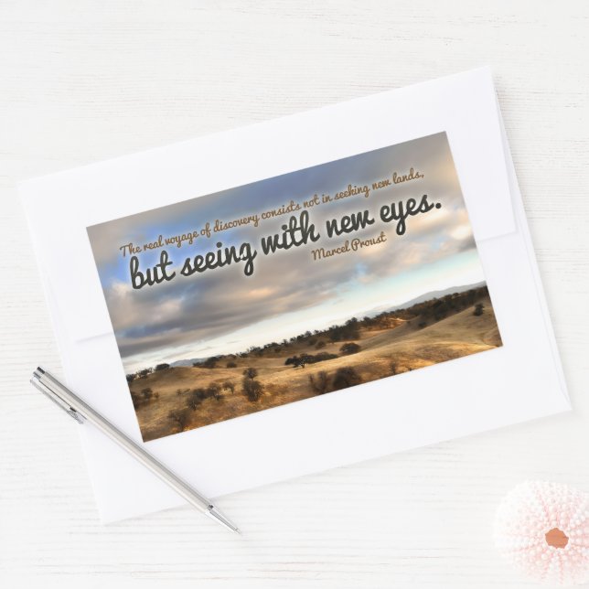 Marcel Proust Inspirational Quote "New eyes" Rectangular Sticker (Envelope)