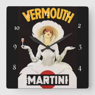Marcello Dudovich Art Deco Ad “Vermouth” Square Wall Clock