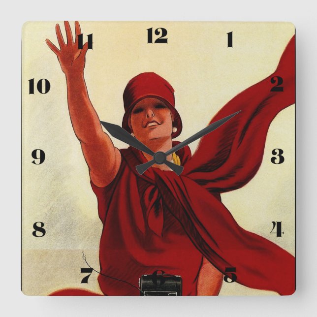 Marcello Dudovich Art Deco “Camera Advertisement” Square Wall Clock (Front)