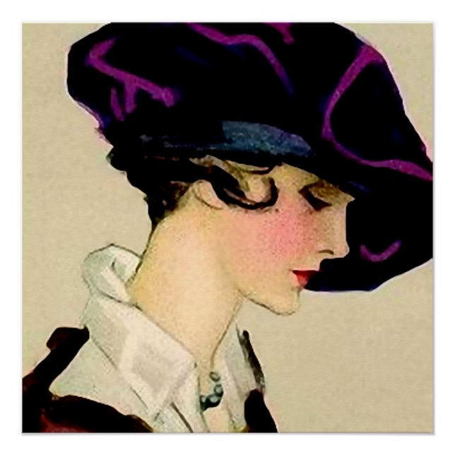 Marcello Dudovich Illustration “Girl In Purple Hat Poster (Front)