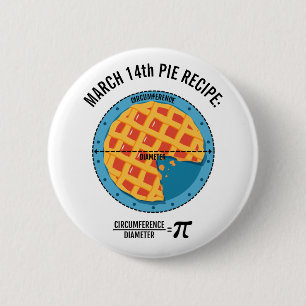 March14th Pie Recipe: Circumference/Diameter = Pi 6 Cm Round Badge
