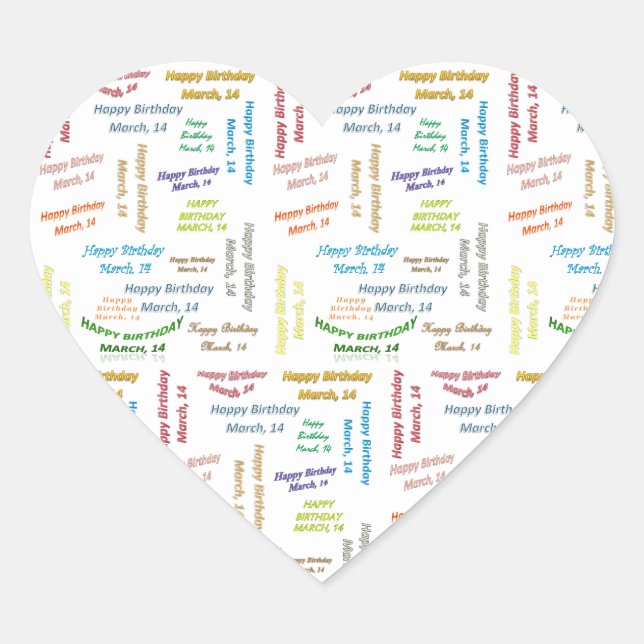 March, 14 Birthday Sticker (Front)