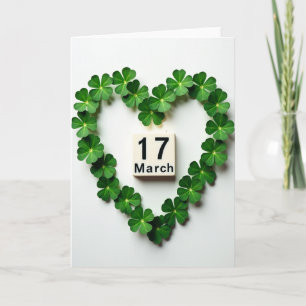 March 17 Clover Heart Day Card