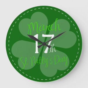 March 17th St. Patty's Day Celebration Large Clock