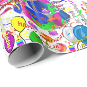 March, 18 Birthday Gift Wrapping Paper