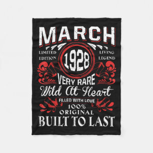 March 1928 birthday vintage label decorations fleece blanket