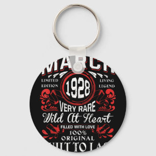 March 1928 birthday vintage label decorations key ring