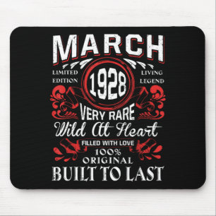 March 1928 birthday vintage label decorations mouse pad