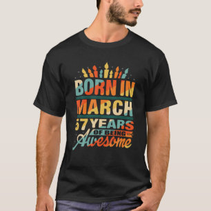 March 1965 57 Year Old 57Th Birthday Gifts Candle T-Shirt
