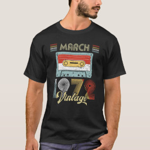 March 1972 Vintage Birthday Cassette Tape T-Shirt