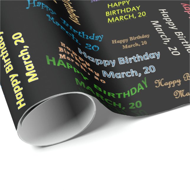 March, 20 Birthday Gift Wrapping Paper (Roll Corner)