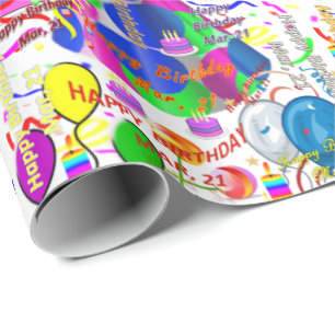 March, 21 Birthday Gift Wrapping Paper