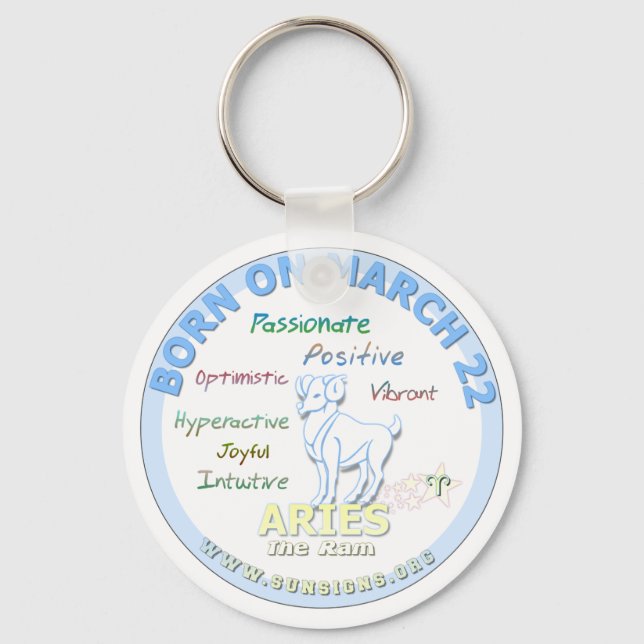 March 22nd Birthday - Aries Key Ring (Front)