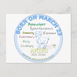March 23rd Birthday - Aries Postcard