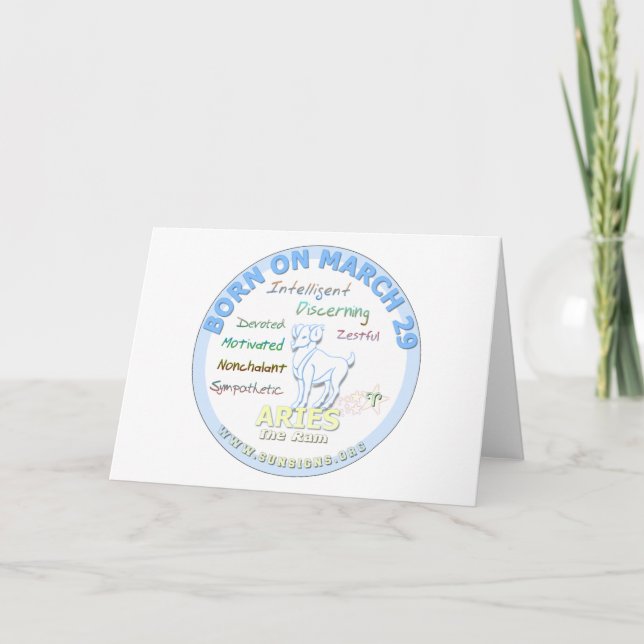 March 29th Birthday - Aries Card (Front)
