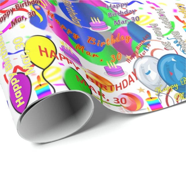 March, 30 Birthday Gift Wrapping Paper (Roll Corner)