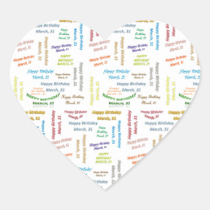 March, 31 Birthday Sticker