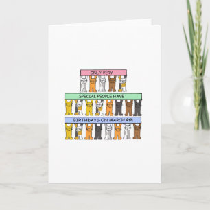 March 4th Birthday Cartoon Cats Card