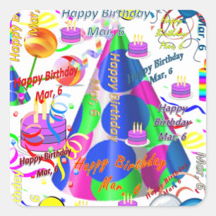 March, 6 Kids Birthday Stickers