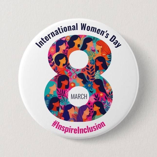 March 8 International Women's Day IWD 7.5 Cm Round Badge (Front)