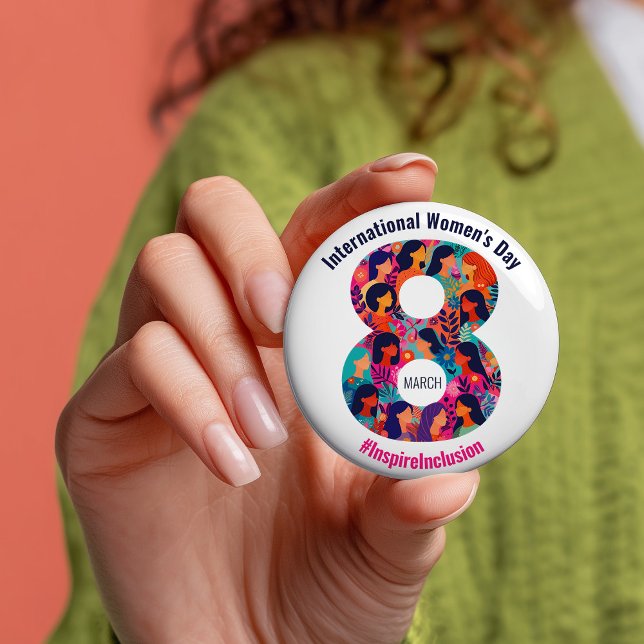March 8 International Women's Day IWD 7.5 Cm Round Badge (March 8 International Women's Day IWD Button)