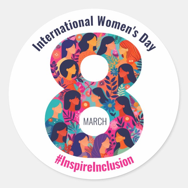 March 8 International Women's Day IWD Classic Round Sticker (Front)