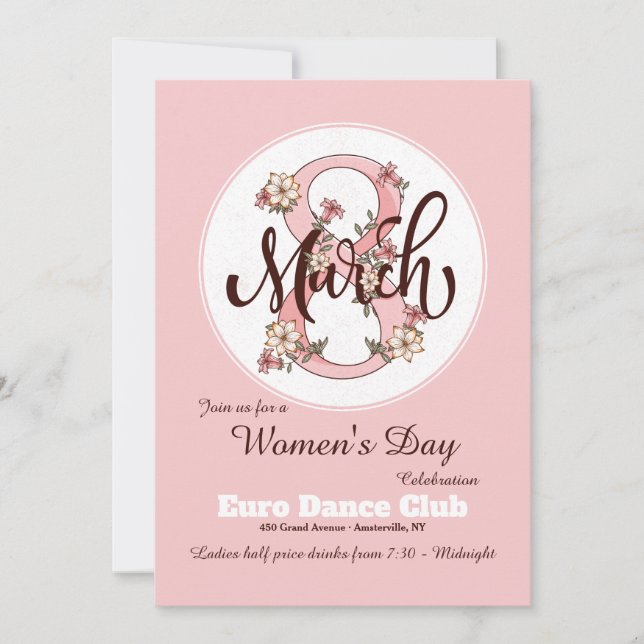 March 8th Floral Women's Day Invitation (Front)