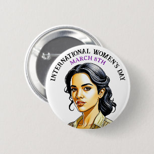 March 8th is International Women's Day 6 Cm Round Badge