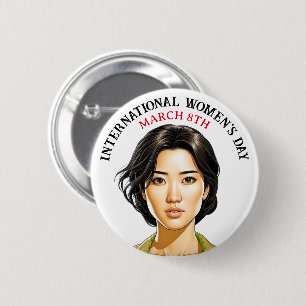 March 8th is International Women's Day 6 Cm Round Badge