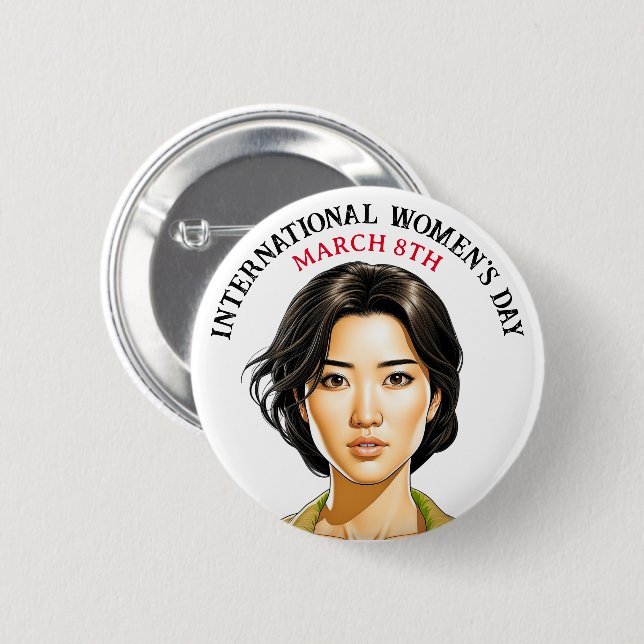 March 8th is International Women's Day 6 Cm Round Badge (Front & Back)