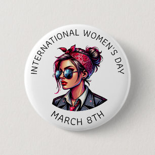 March 8th is International Women's Day  6 Cm Round Badge