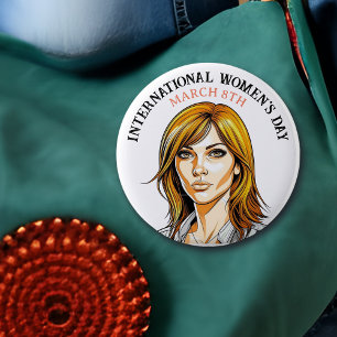March 8th is International Women's Day 6 Cm Round Badge