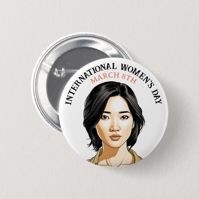 March 8th is International Women's Day 6 Cm Round Badge (Front & Back)