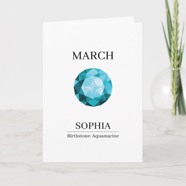 March Aquamarine Personalised Birthday Card (Front)
