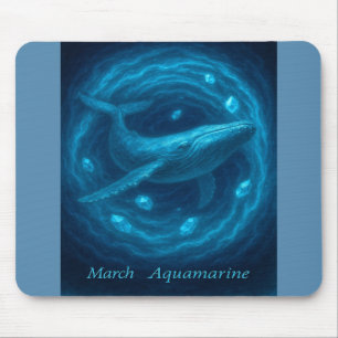 March Aquamarine – Whale & Ocean Gem Mouse Pad