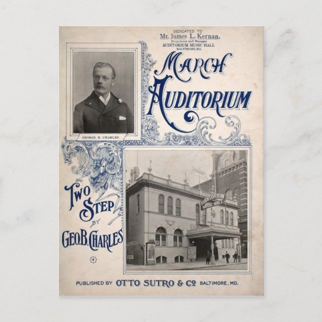 March Auditorium Music Hall Baltimore MD Postcard (Front)