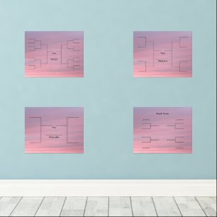 March Basketball 16 8 4 Team Bracket Play In Pink