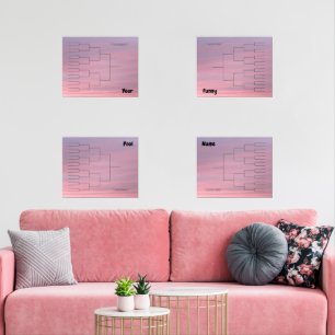 March Basketball Quadrant Bracket Pink Clouds