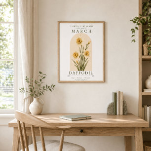 March Birth Flower Daffodil Botanical Poster