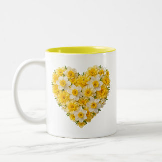 March Birth Flower Daffodil Heart Two-Tone Coffee Mug