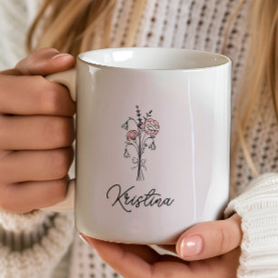 March Birth Flower & Elegant Script Name Coffee Mug