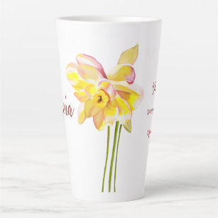 March birth flower Watercolor Daffodil Latte Mug