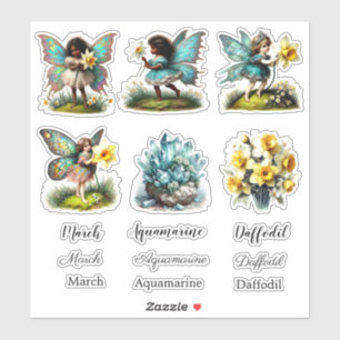 March Birth Month Birth Flower Sticker Set