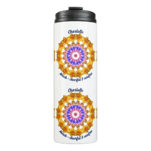 March Birth Month Flower Custom Mandala Zen Art Thermal Tumbler